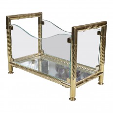 Petite brass and glass magazine rack